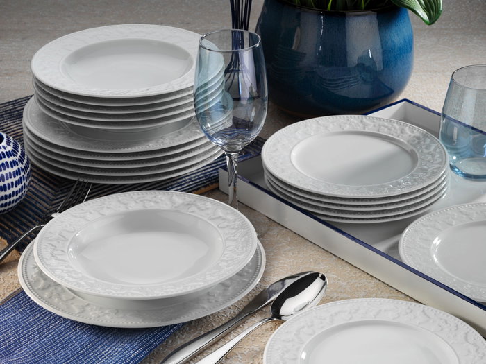 Hermia Vajilla de Porcelana SV24Y200 de 24 Piezas en Blanco Hermia Vajilla de Porcelana SV24Y200 de 24 Piezas en Blanco
